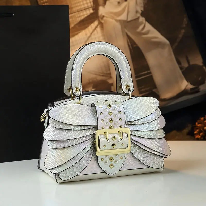 The Pearl - THe New Pearl Riveted Wings Leather handbag