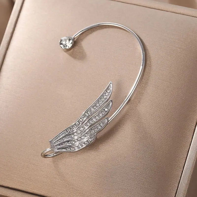 Angel Wings - Rhinestone Arc Ear Hanging Clip Ear Cuff