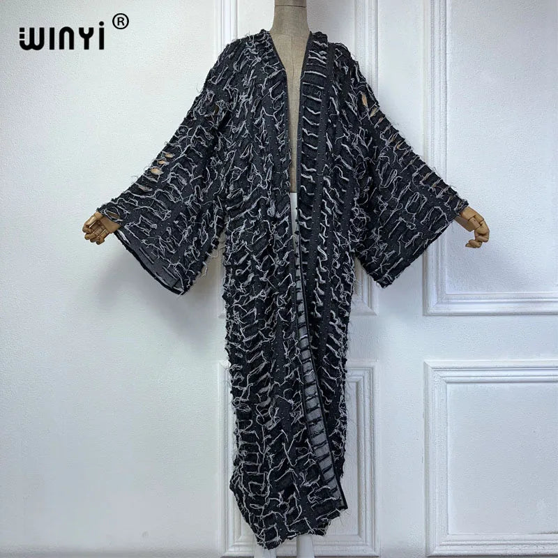 Abaya Blue- Denim maxi kimono abaya Dubai luxury