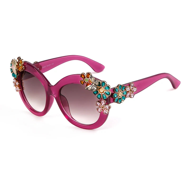 Daisy -  Oversized Flower Diamond Luxury Brand Designer Sunglasses