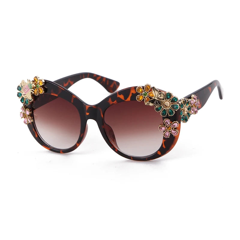 Daisy -  Oversized Flower Diamond Luxury Brand Designer Sunglasses