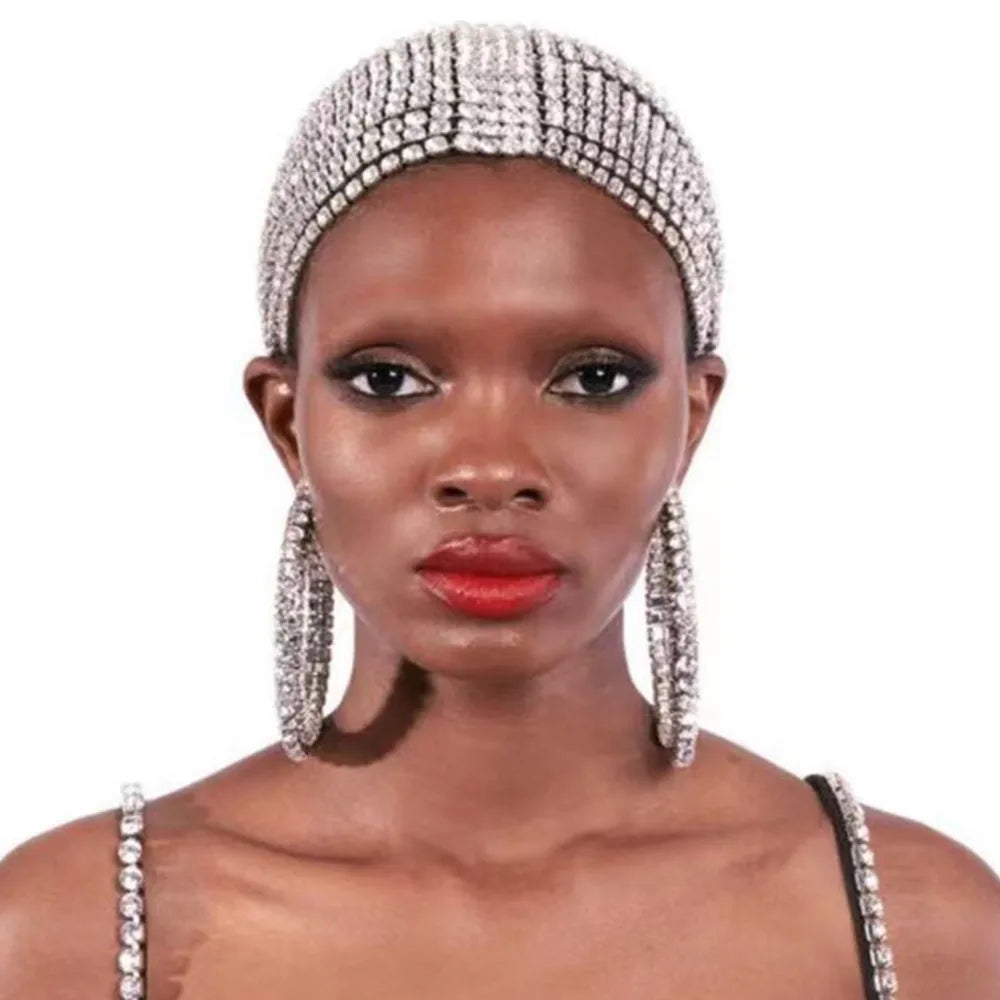 Crystal - Stacked Crystal Big Round Hoop Earrings