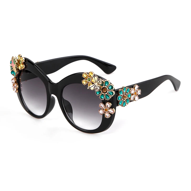 Daisy -  Oversized Flower Diamond Luxury Brand Designer Sunglasses