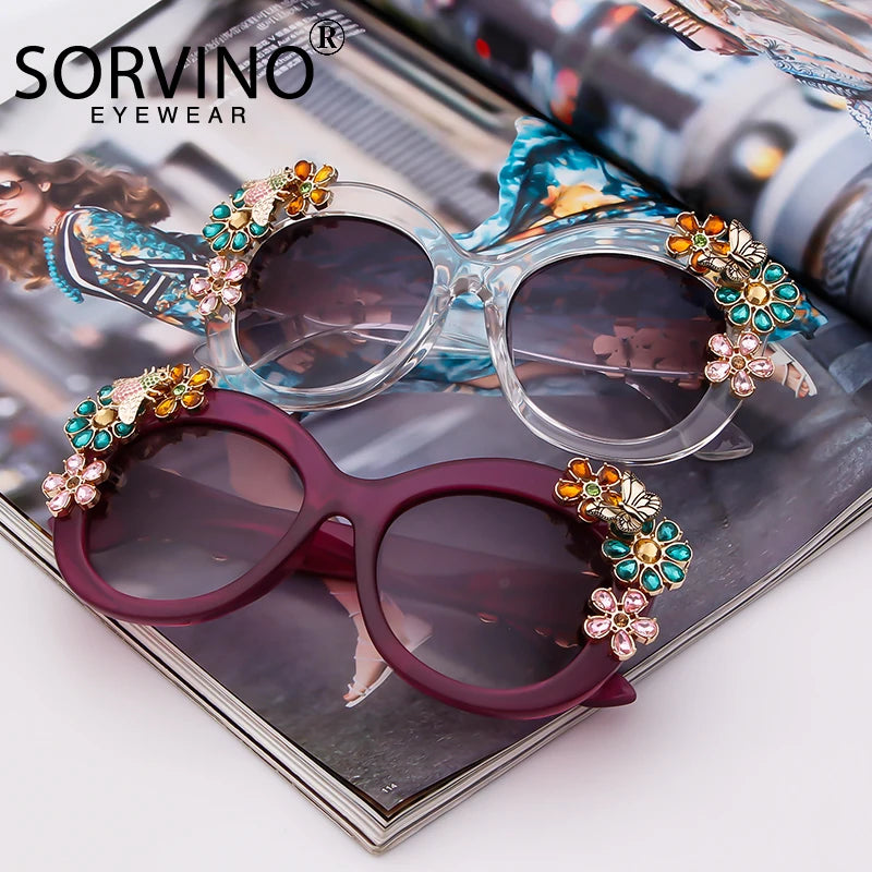 Daisy -  Oversized Flower Diamond Luxury Brand Designer Sunglasses