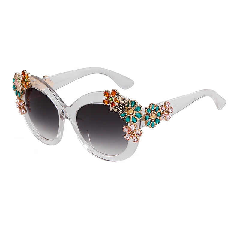 Daisy -  Oversized Flower Diamond Luxury Brand Designer Sunglasses
