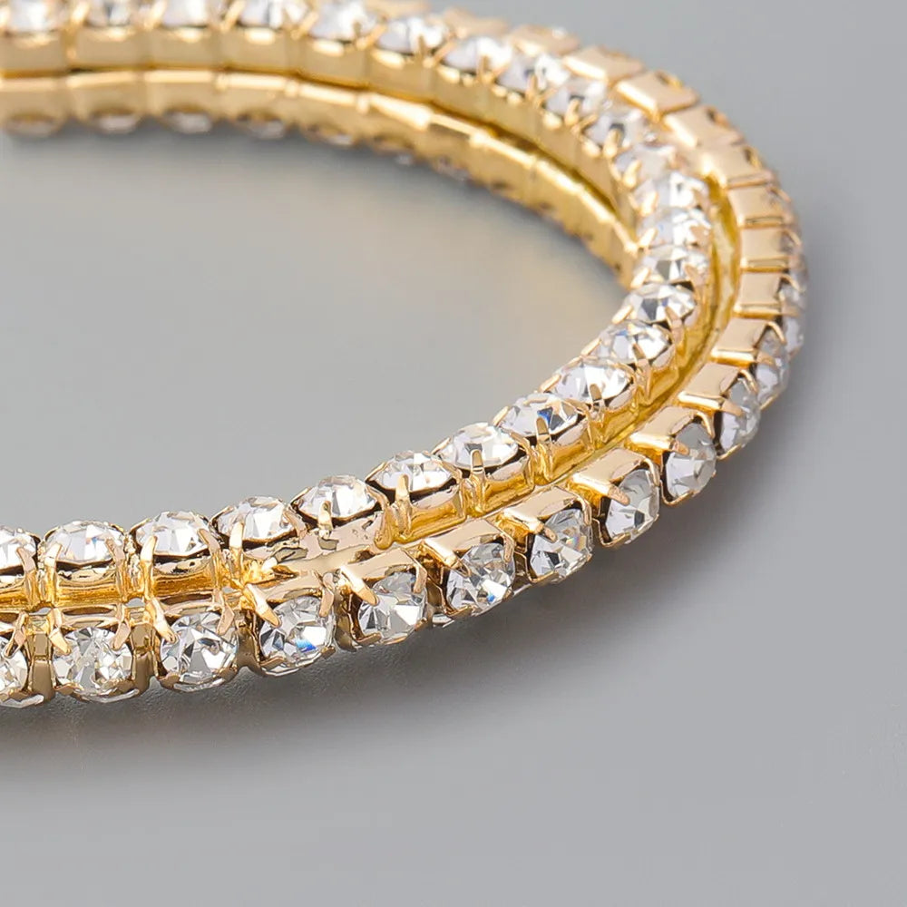 Crystal - Stacked Crystal Big Round Hoop Earrings