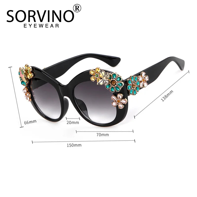 Daisy -  Oversized Flower Diamond Luxury Brand Designer Sunglasses