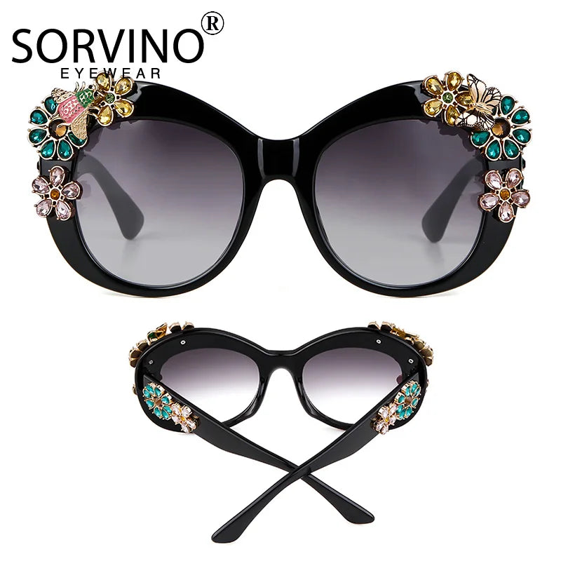 Daisy -  Oversized Flower Diamond Luxury Brand Designer Sunglasses