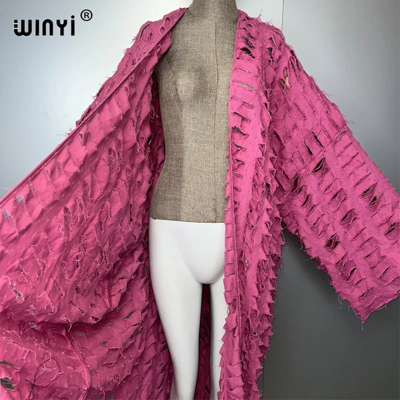 Abaya - Colorful Denim maxi kimono abaya Dubai luxury