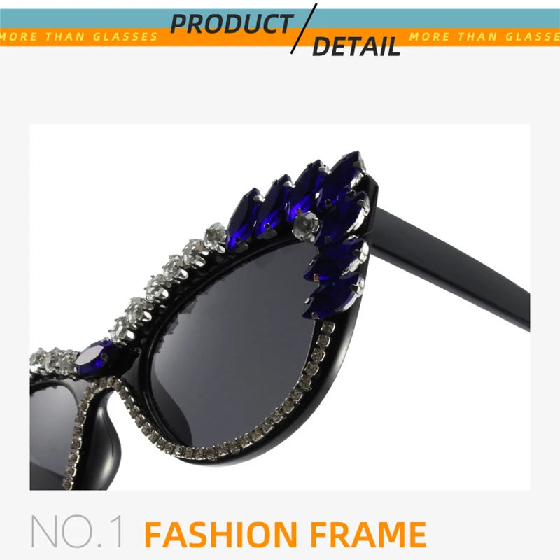 Uptown - Diamond Cat Eye  Luxury Designer Rhinestone Sunglasses UV400