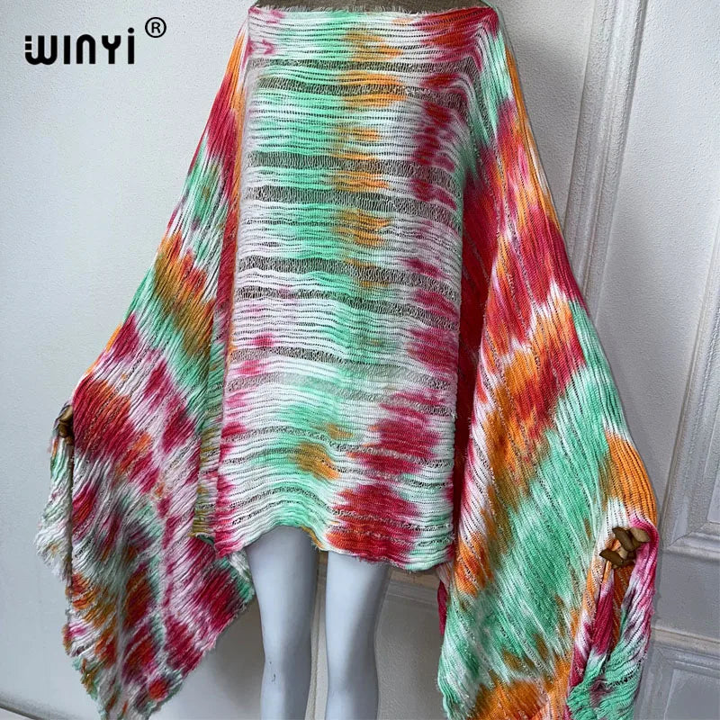 Cascade - Knitted hollow Hand-dyed Elegant Evening Top or mini dress