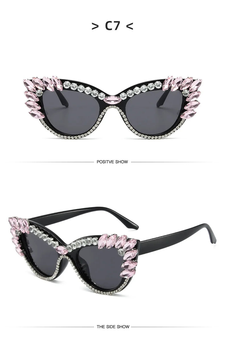 Uptown - Diamond Cat Eye  Luxury Designer Rhinestone Sunglasses UV400