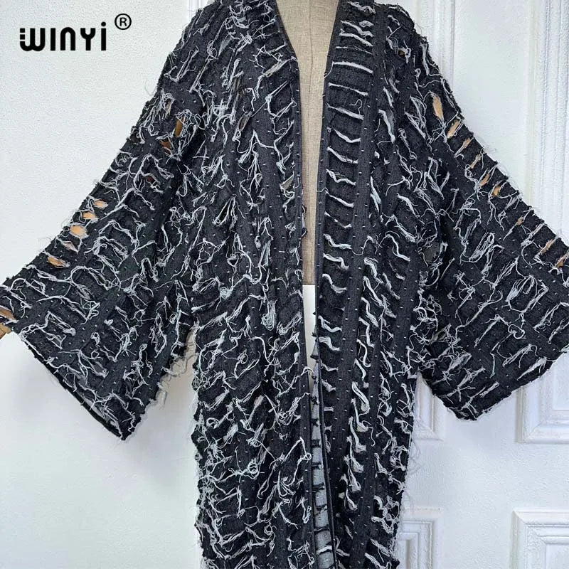 Abaya Blue- Denim maxi kimono abaya Dubai luxury