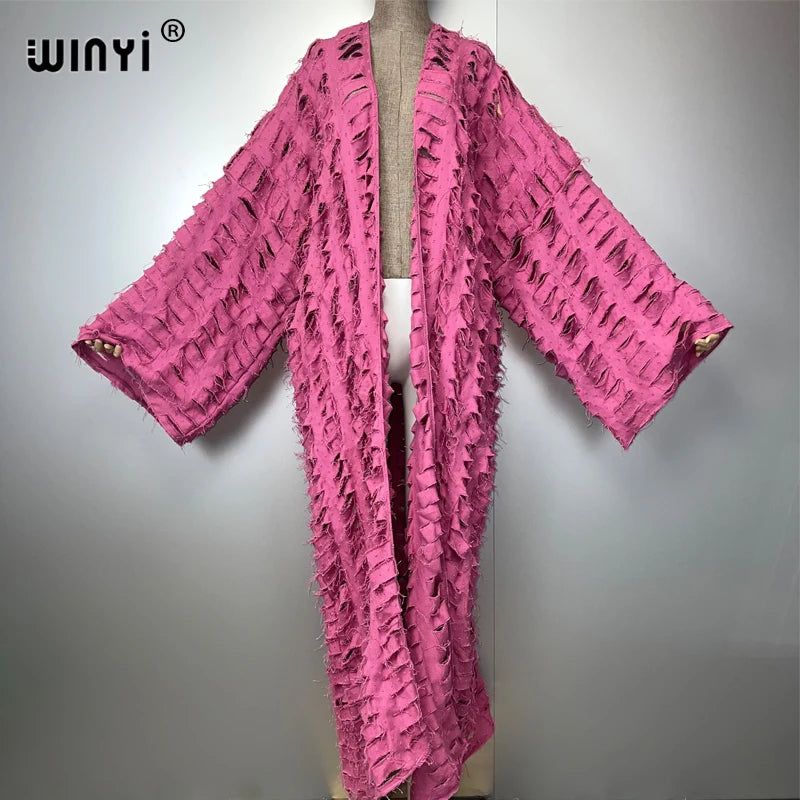 Abaya - Colorful Denim maxi kimono abaya Dubai luxury