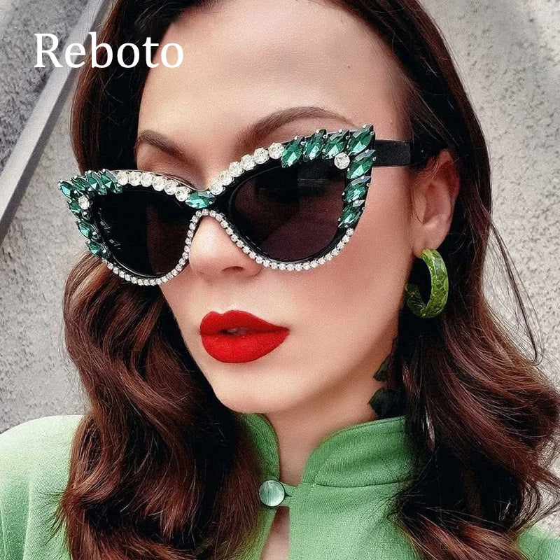 Uptown - Diamond Cat Eye  Luxury Designer Rhinestone Sunglasses UV400