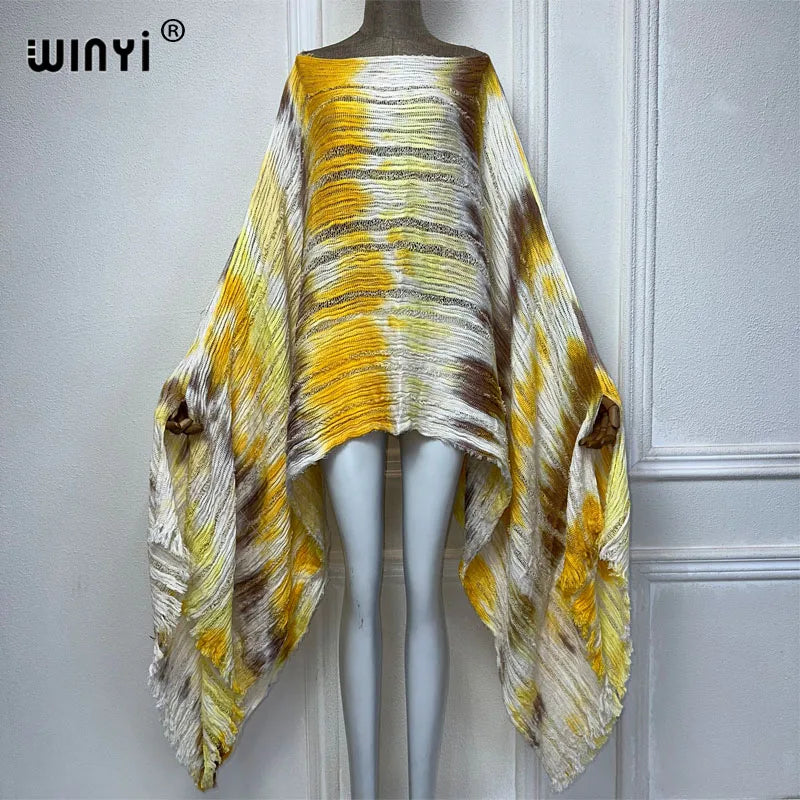 Cascade - Knitted hollow Hand-dyed Elegant Evening Top or mini dress