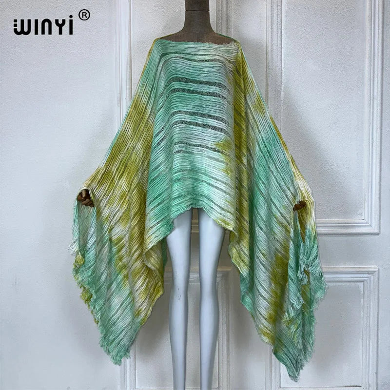 Cascade - Knitted hollow Hand-dyed Elegant Evening Top or mini dress