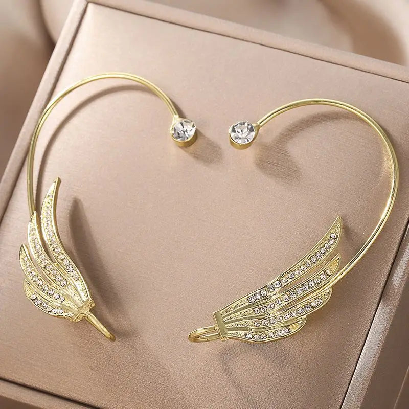 Angel Wings - Rhinestone Arc Ear Hanging Clip Ear Cuff