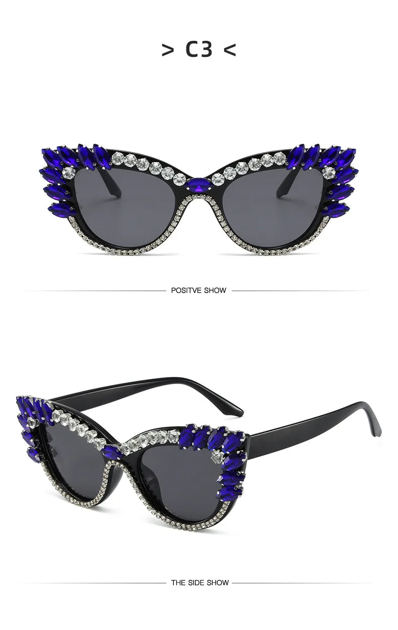 Uptown - Diamond Cat Eye  Luxury Designer Rhinestone Sunglasses UV400