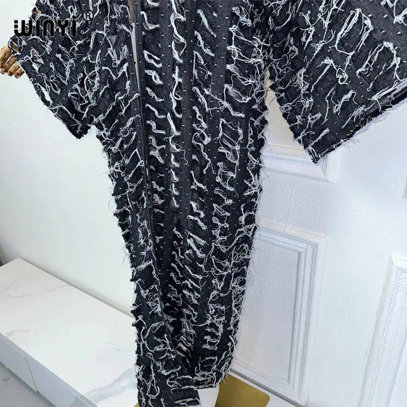 Abaya Blue- Denim maxi kimono abaya Dubai luxury