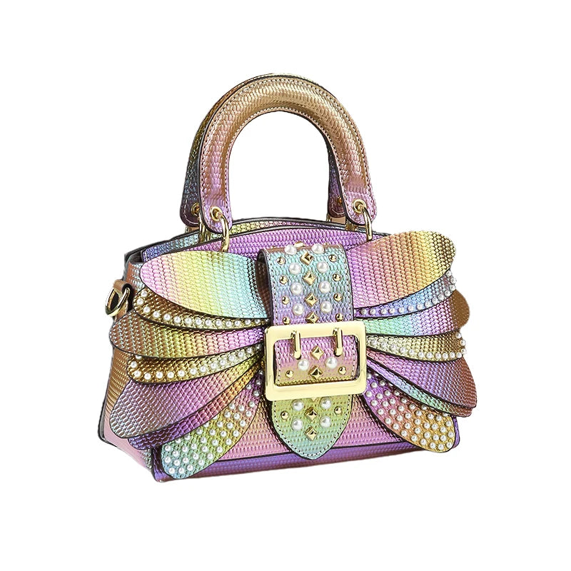 The Pearl -  THe New Pearl Riveted Wings  Leather handbag