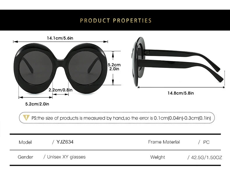 Jackie O - Oversized Oval Luxury Brand Sunglasses