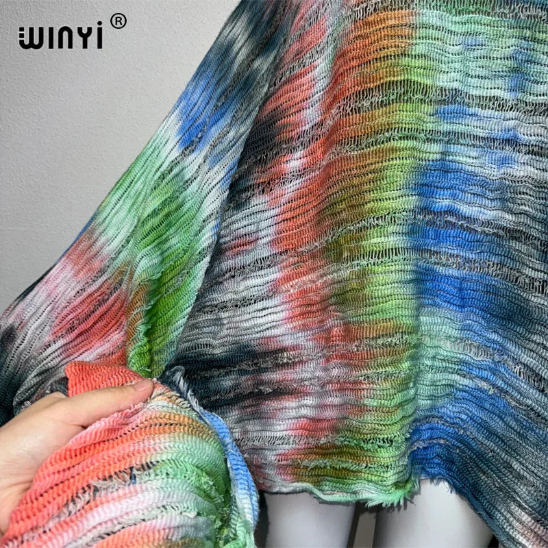 Cascade - Knitted hollow Hand-dyed Elegant Evening Top or mini dress