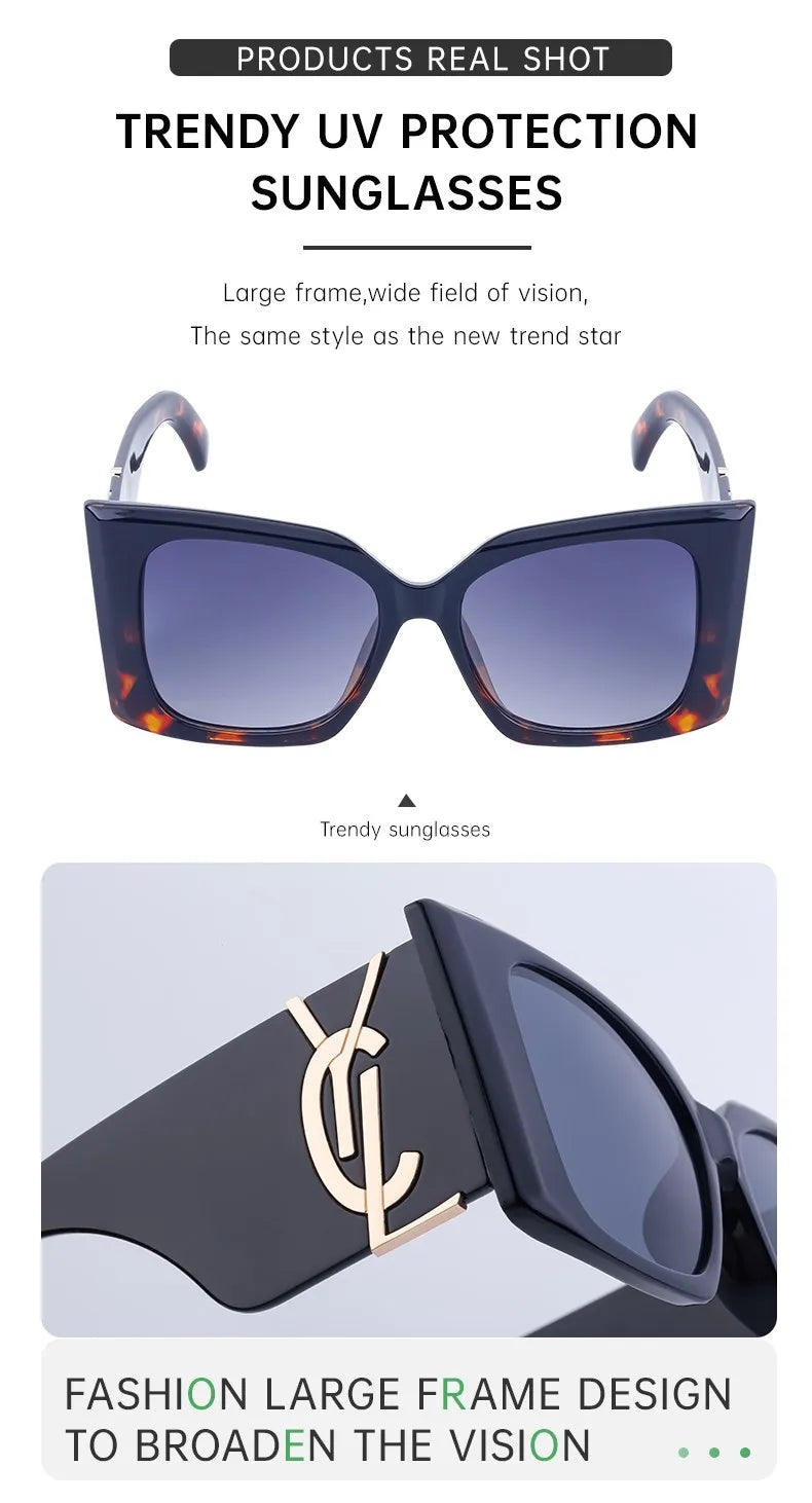 Sherry Shadow - Cat Eye Luxury Brand Designer  Big Frame Sunglass