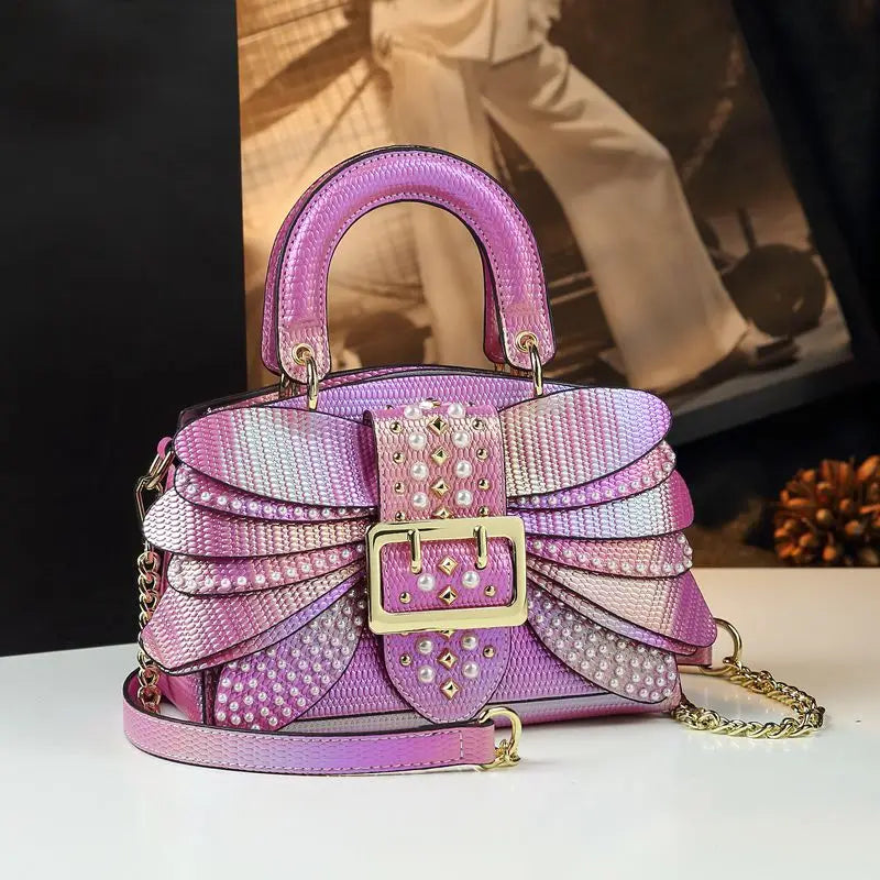 The Pearl -  THe New Pearl Riveted Wings  Leather handbag