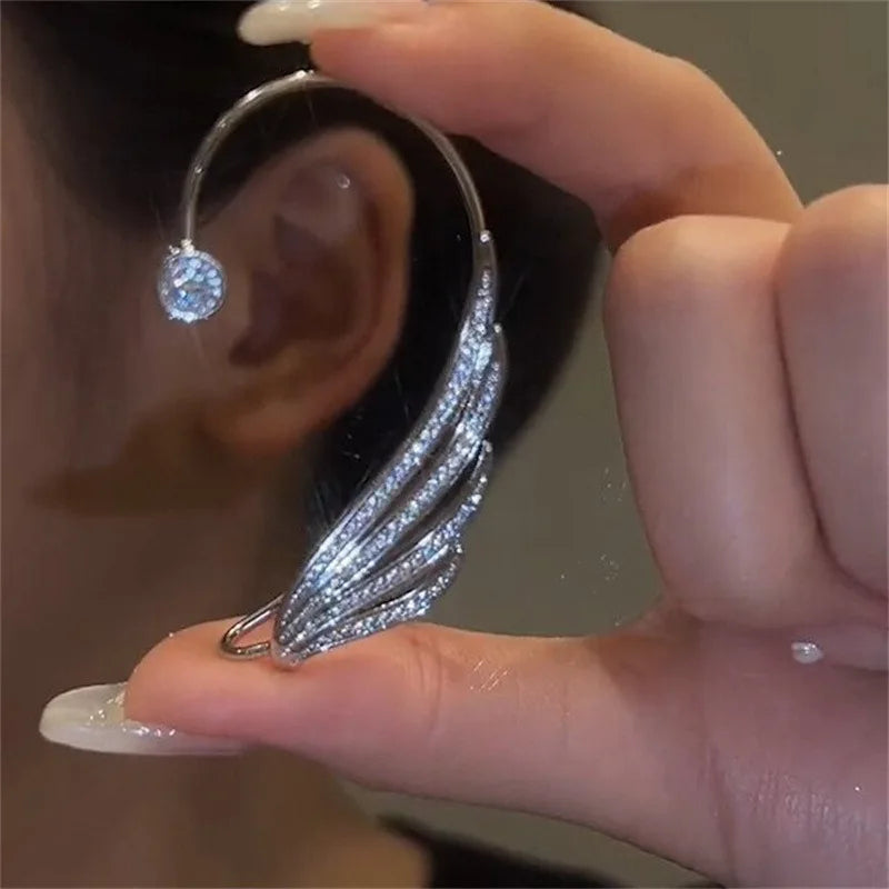 Angel Wings - Rhinestone Arc Ear Hanging Clip Ear Cuff