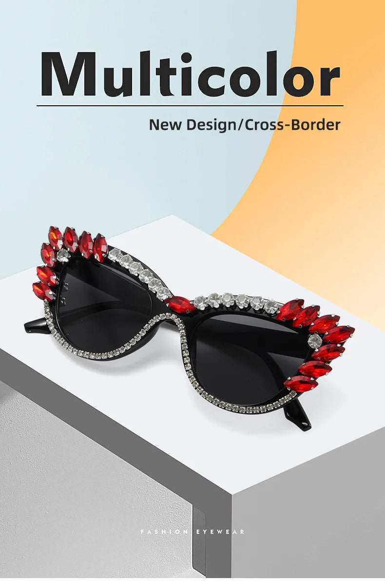 Uptown - Diamond Cat Eye  Luxury Designer Rhinestone Sunglasses UV400