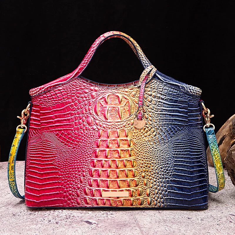 Everglades - Crocodile pattern colorful solid color high-end women's handbag