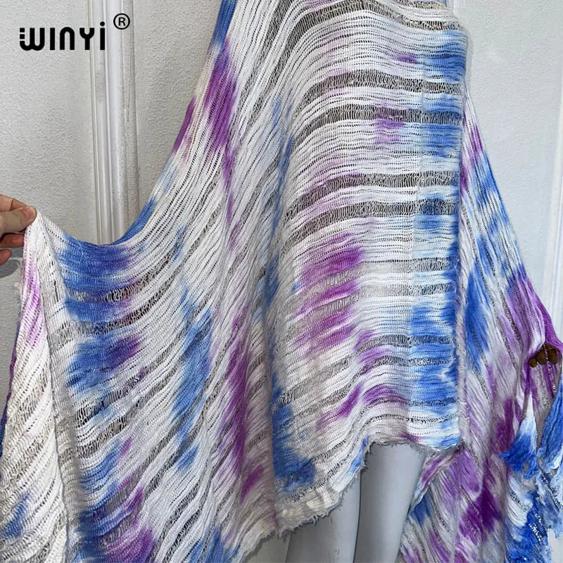 Cascade - Knitted hollow Hand-dyed Elegant Evening Top or mini dress