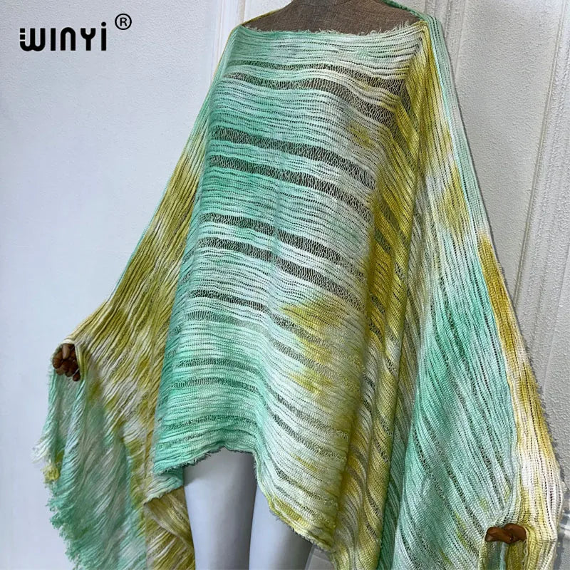 Cascade - Knitted hollow Hand-dyed Elegant Evening Top or mini dress