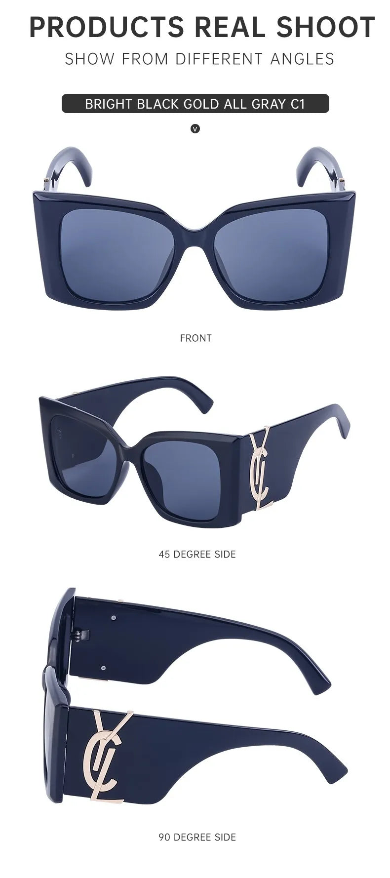 Sherry Shadow - Cat Eye Luxury Brand Designer  Big Frame Sunglass