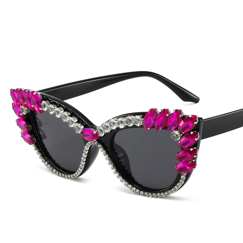 Uptown - Diamond Cat Eye  Luxury Designer Rhinestone Sunglasses UV400