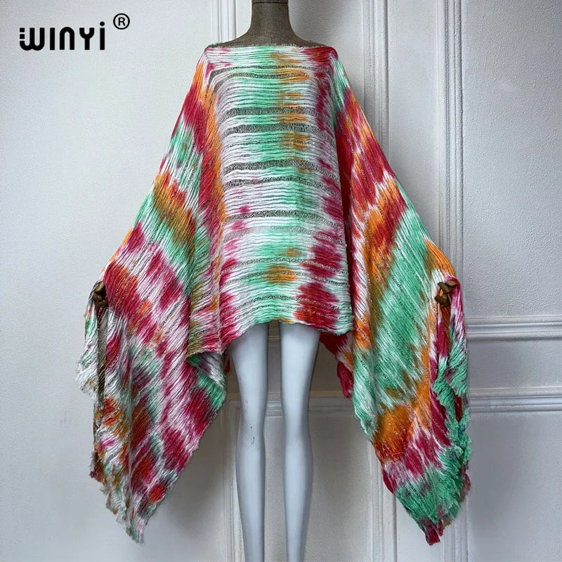 Cascade - Knitted hollow Hand-dyed Elegant Evening Top or mini dress