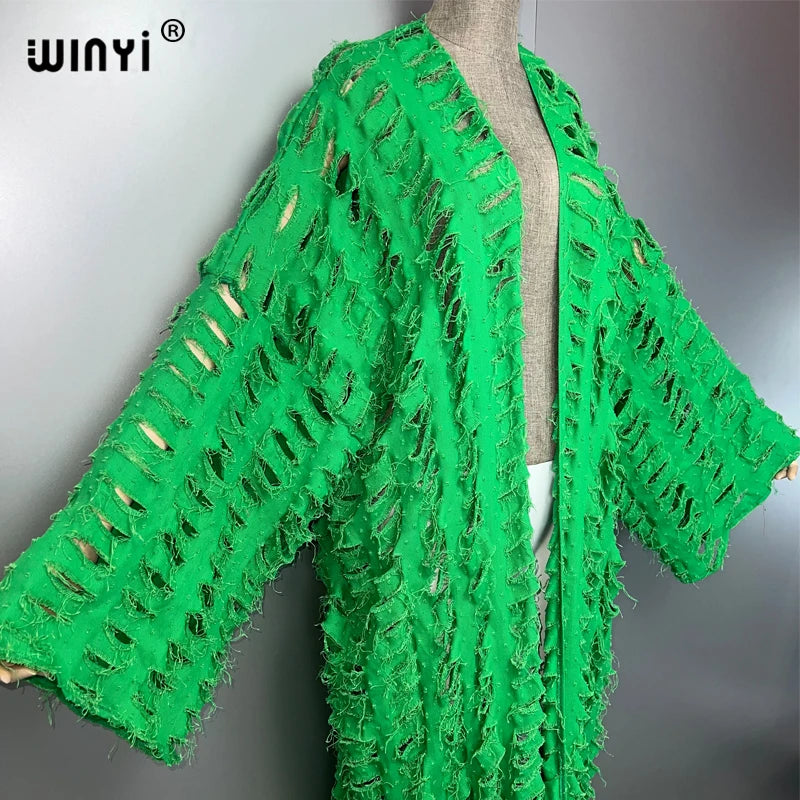 Abaya - Colorful Denim maxi kimono abaya Dubai luxury