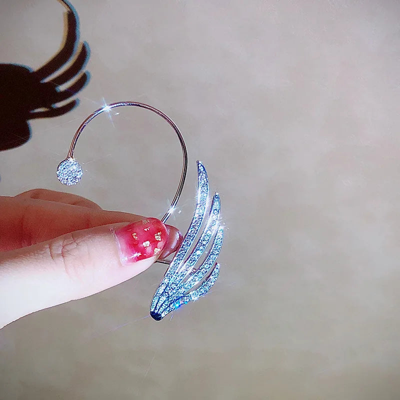 Angel Wings - Rhinestone Arc Ear Hanging Clip Ear Cuff