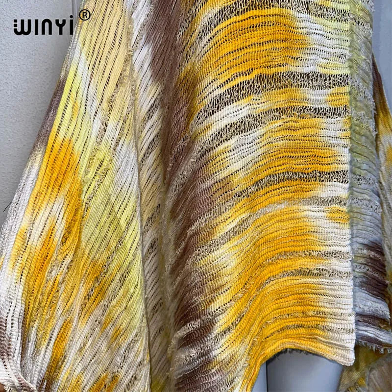 Cascade - Knitted hollow Hand-dyed Elegant Evening Top or mini dress