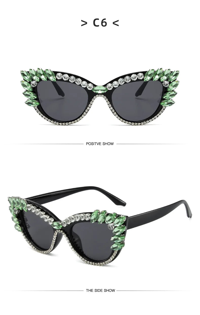 Uptown - Diamond Cat Eye  Luxury Designer Rhinestone Sunglasses UV400