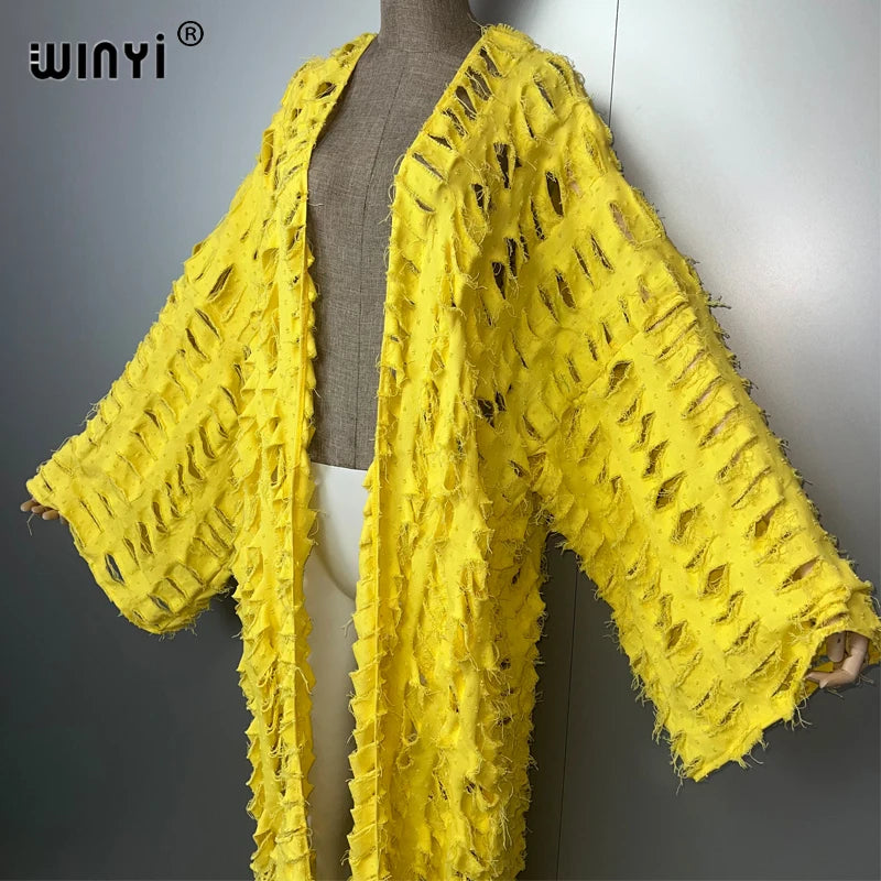 Abaya - Colorful Denim maxi kimono abaya Dubai luxury