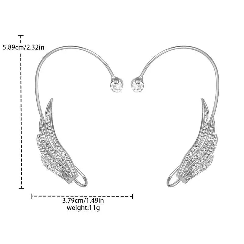 Angel Wings - Rhinestone Arc Ear Hanging Clip Ear Cuff