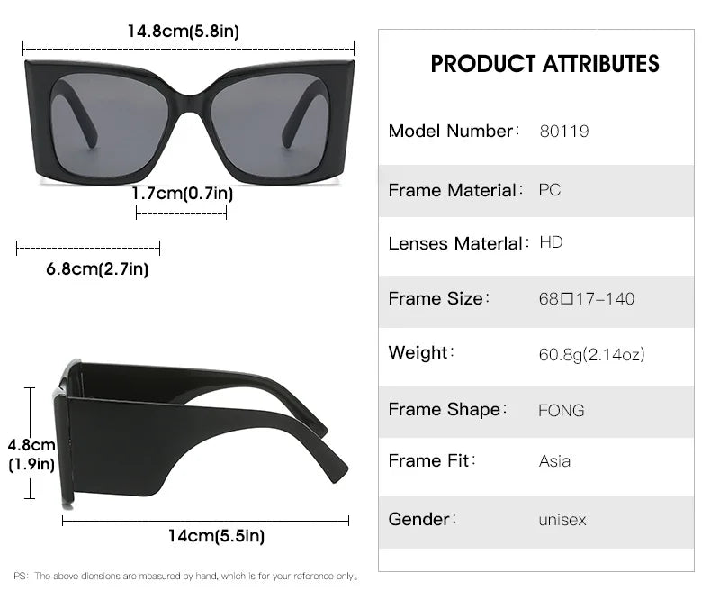 Incognito - Oversized Luxury Big Frame Black Sunglasses