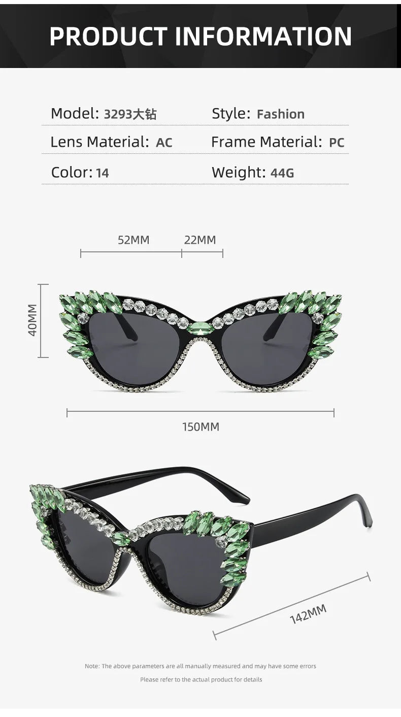 Uptown - Diamond Cat Eye  Luxury Designer Rhinestone Sunglasses UV400