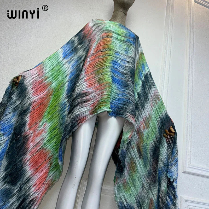 Cascade - Knitted hollow Hand-dyed Elegant Evening Top or mini dress