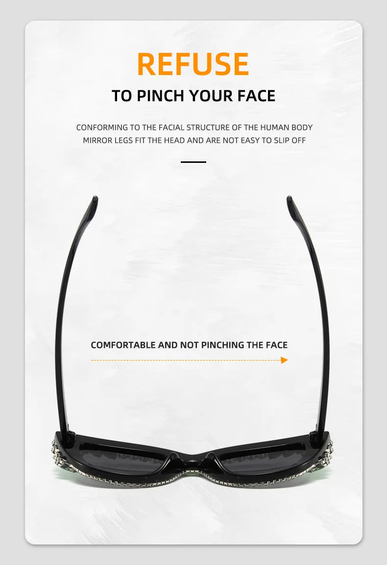 Uptown - Diamond Cat Eye  Luxury Designer Rhinestone Sunglasses UV400