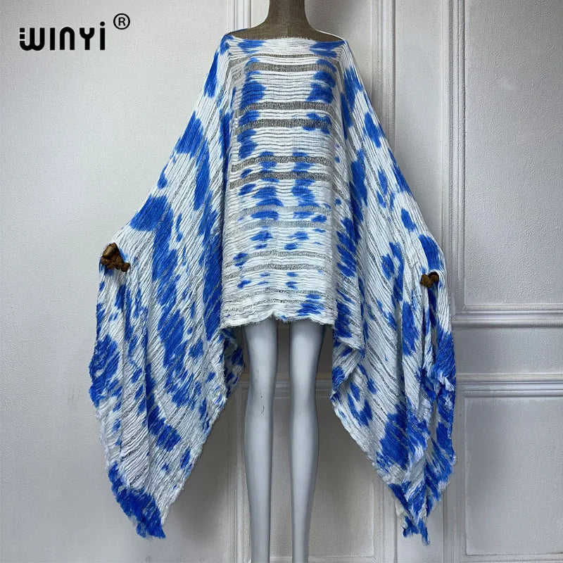 Cascade - Knitted hollow Hand-dyed Elegant Evening Top or mini dress