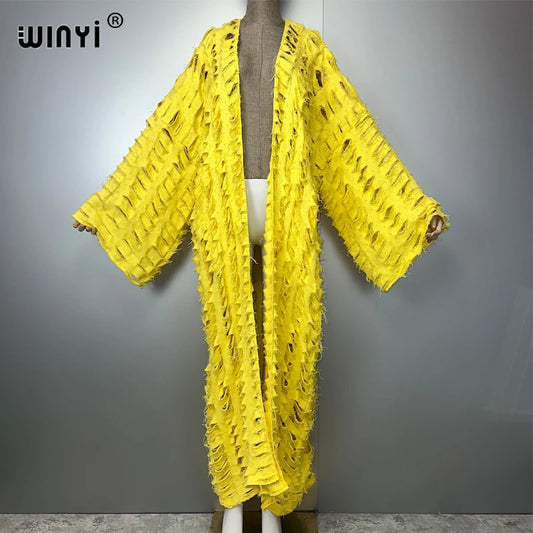 Abaya - Colorful Denim maxi kimono abaya Dubai luxury