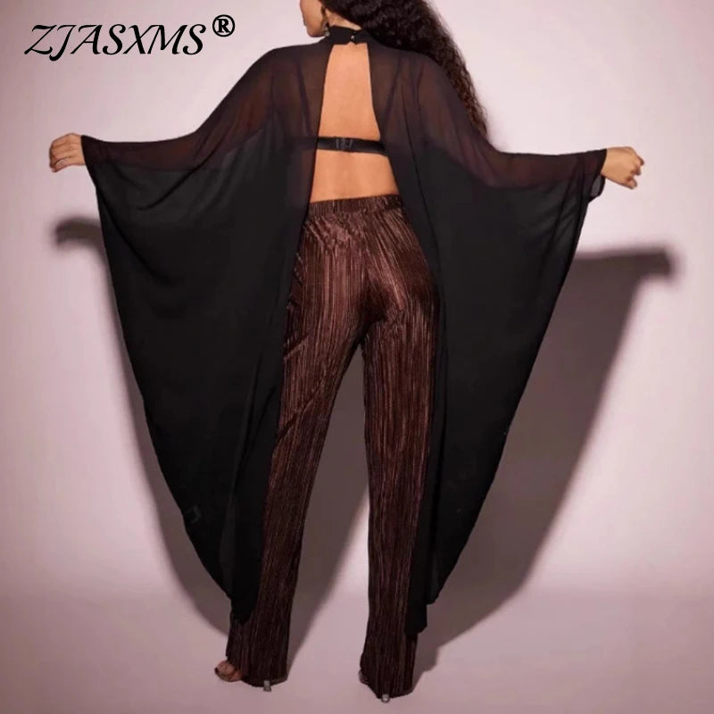 Chic - Batwing  Shirt Pullover See Through Elegant Flowing Top